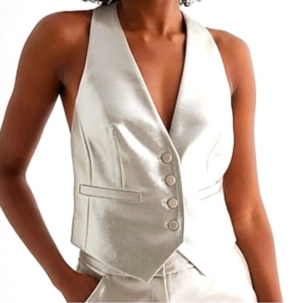 EXPRESS Metallic 3pc Jacket Vest and Pant Suit XL - Picture 3 of 7